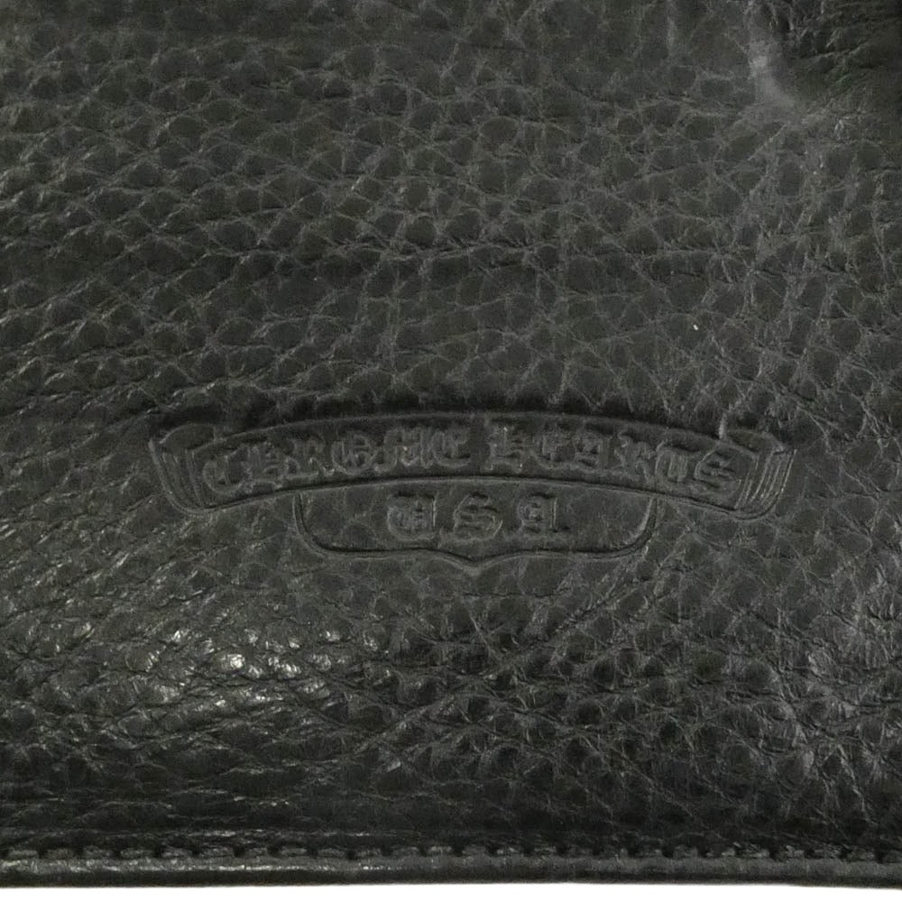 CHROME HEARTS クロムハーツ（原本有） 1SNAP 1スナップ クロス ボールボタン レザーウォレット 二つ折り財布 ブラック系【中古】