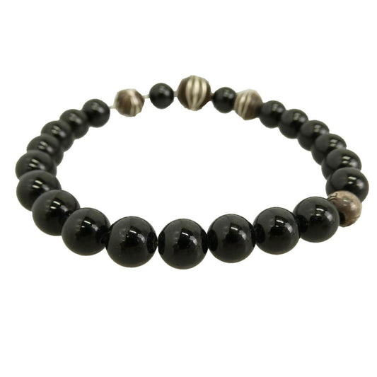 CHROME HEARTS クロムハーツ（原本無） 8mm BEAD 8mmビーズ ブレスレット ブラック系 シルバー系【中古】