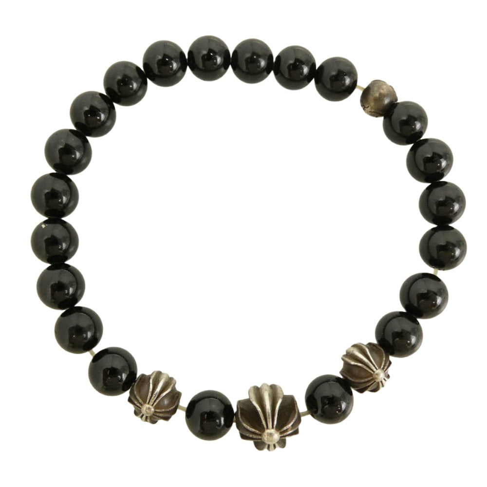 CHROME HEARTS クロムハーツ（原本無） 8mm BEAD 8mmビーズ ブレスレット ブラック系 シルバー系【中古】