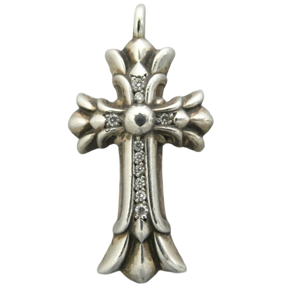 CHROME HEARTS クロムハーツ（原本無） DBL CH CRSP DMND ダブルCHクロスチャーム パヴェダイヤ ペンダントトップ シルバー系【中古】