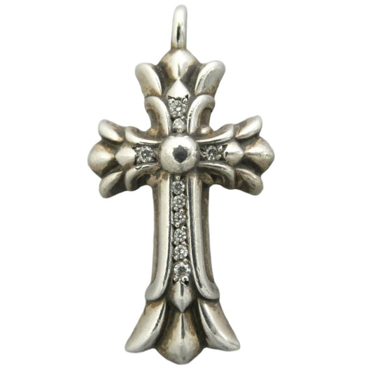 CHROME HEARTS クロムハーツ（原本無） DBL CH CRSP DMND ダブルCHクロスチャーム パヴェダイヤ ペンダントトップ シルバー系【中古】