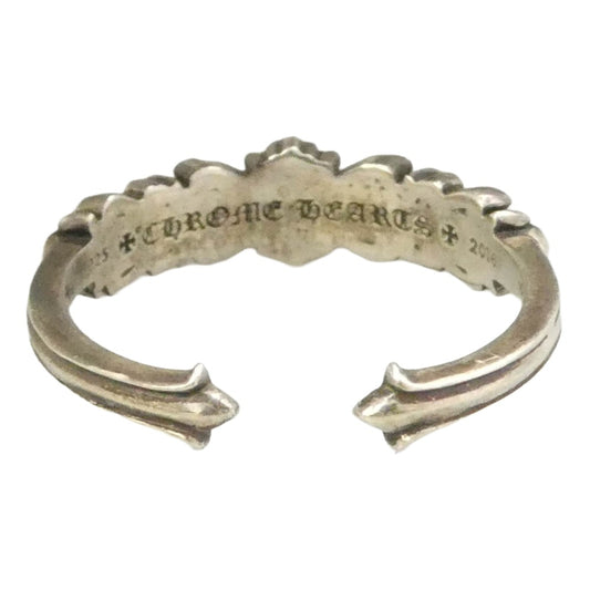 CHROME HEARTS クロムハーツ（原本無） 国内レシート原本付属 BABY CLSC DBL FLRL CRS P/D ベイビー クラシック ダブルフローラルクロス リング パヴェダイヤ シルバー系 約25号【中古】