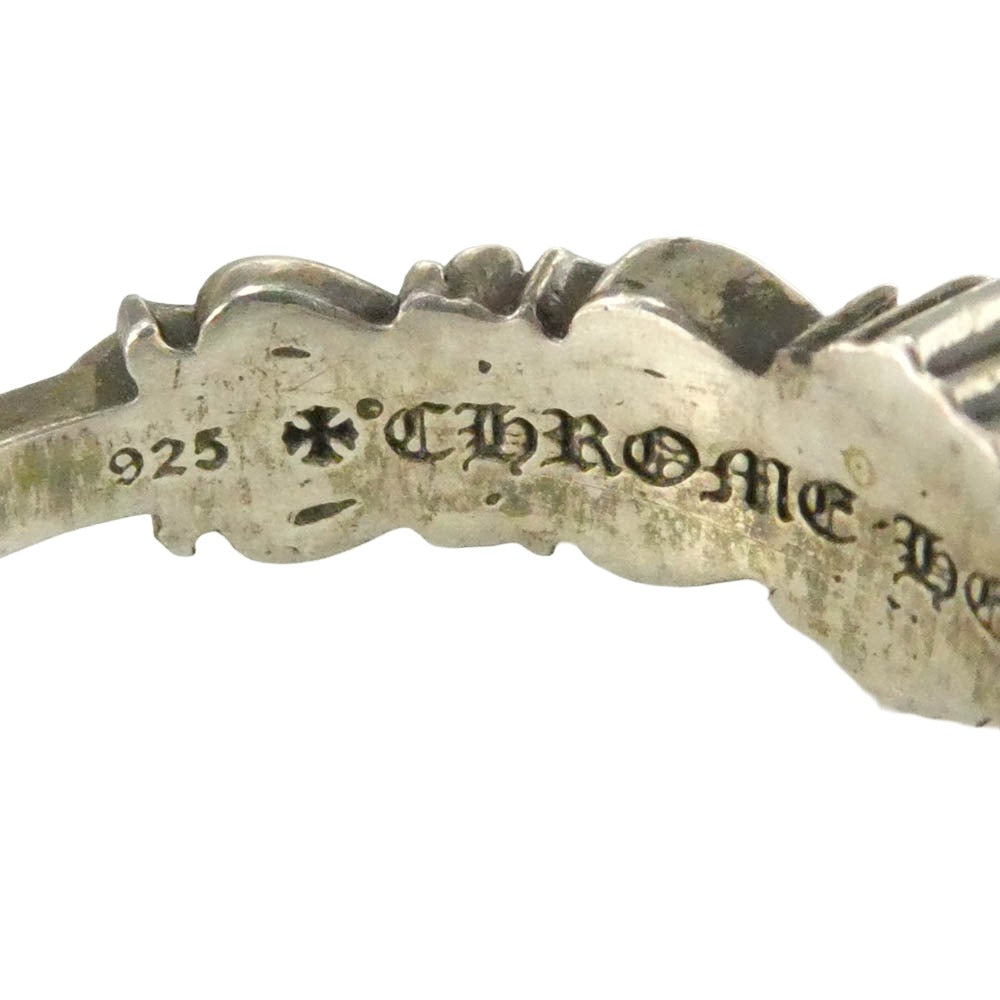 CHROME HEARTS クロムハーツ（原本無） 国内レシート原本付属 BABY CLSC DBL FLRL CRS P/D ベイビー クラシック ダブルフローラルクロス リング パヴェダイヤ シルバー系 約25号【中古】