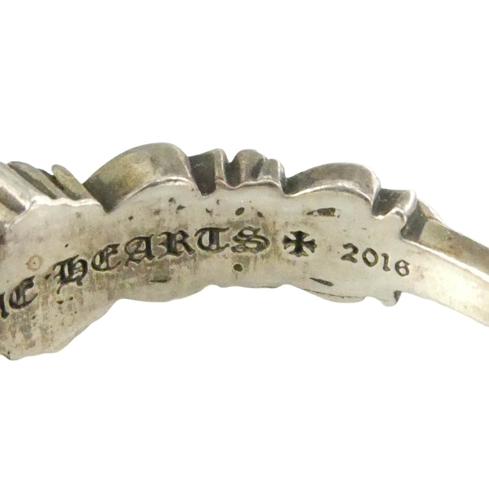 CHROME HEARTS クロムハーツ（原本無） 国内レシート原本付属 BABY CLSC DBL FLRL CRS P/D ベイビー クラシック ダブルフローラルクロス リング パヴェダイヤ シルバー系 約25号【中古】