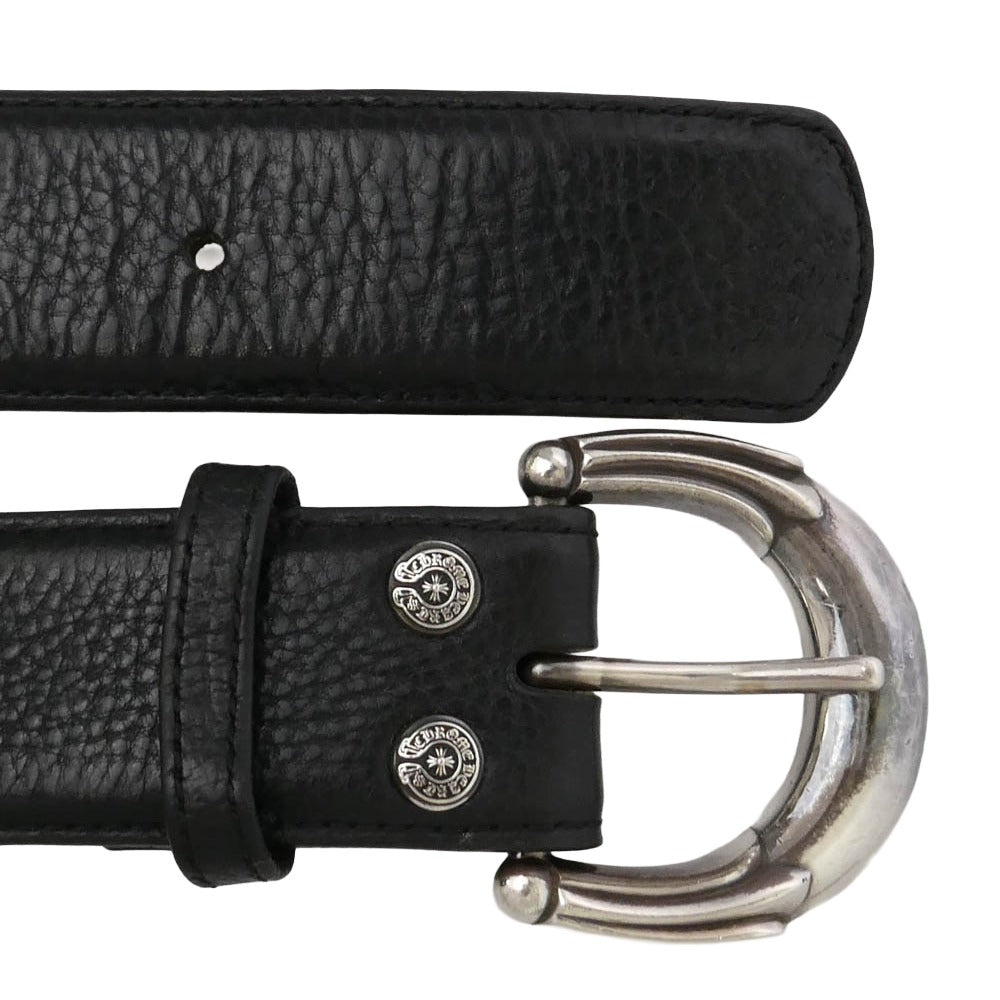 CHROME HEARTS クロムハーツ（原本無） BELT FLORAL クロステイル バックル 1.5ストラップ ベルト ブラック系 36【中古】