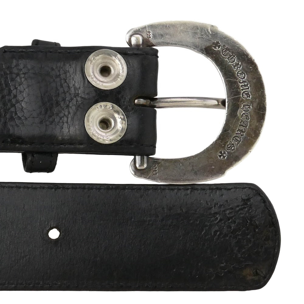 CHROME HEARTS クロムハーツ（原本無） BELT FLORAL クロステイル バックル 1.5ストラップ ベルト ブラック系 36【中古】