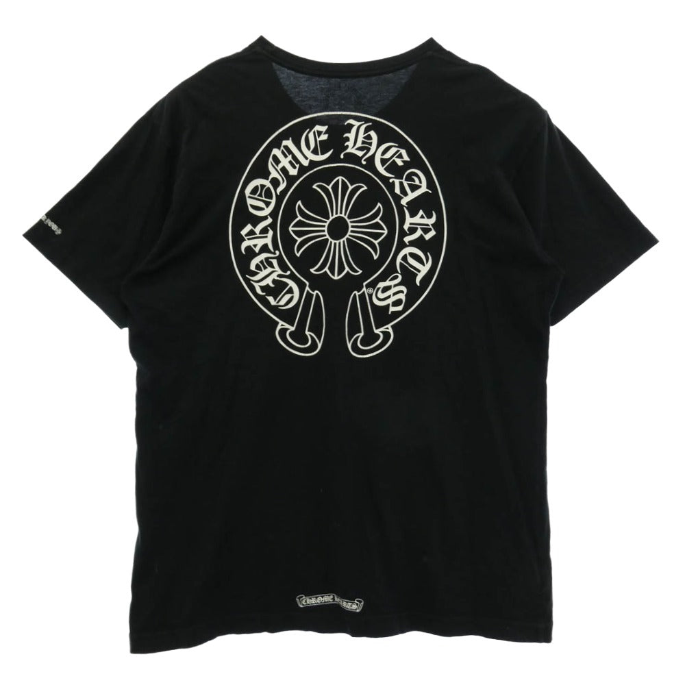 CHROME HEARTS クロムハーツ（原本無） HORSESHOE S/S TEE ホースシュープリント ポケット 半袖 Tシャツ カットソー ブラック系 XL【中古】