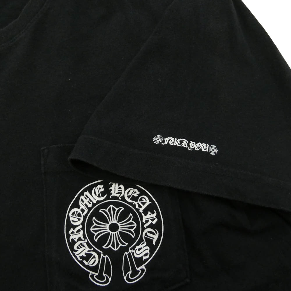 CHROME HEARTS クロムハーツ（原本無） HORSESHOE S/S TEE ホースシュープリント ポケット 半袖 Tシャツ カットソー ブラック系 XL【中古】