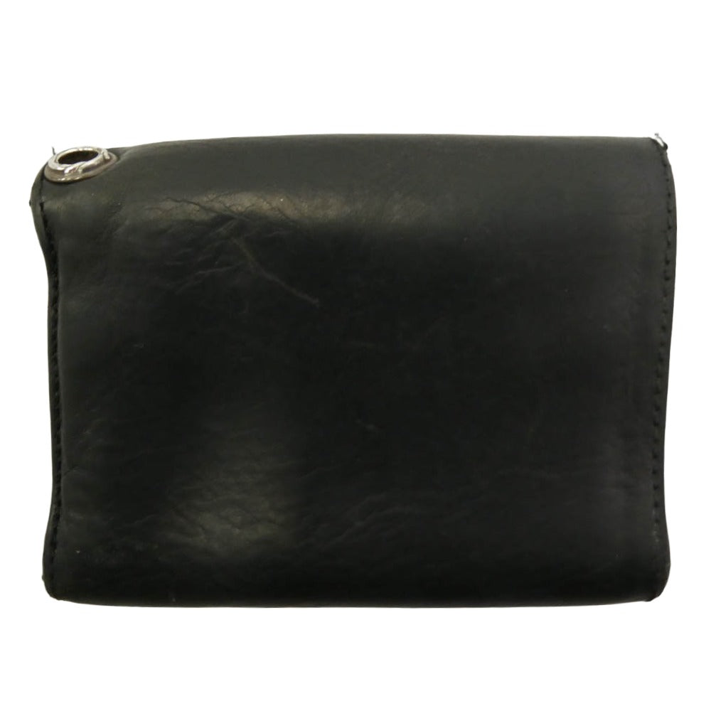 CHROME HEARTS クロムハーツ（原本無） 3FOLD 3フォールド クロスボールボタンレザー ウォレット 財布 ブラック系【中古】