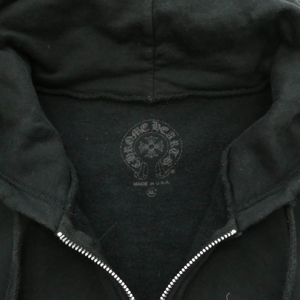 CHROME HEARTS クロムハーツ（原本無） SWTSHRT HD ZIP 袖フローラル バックホースシュー ダガージップ パーカー フーディー ブラック系 XL【中古】