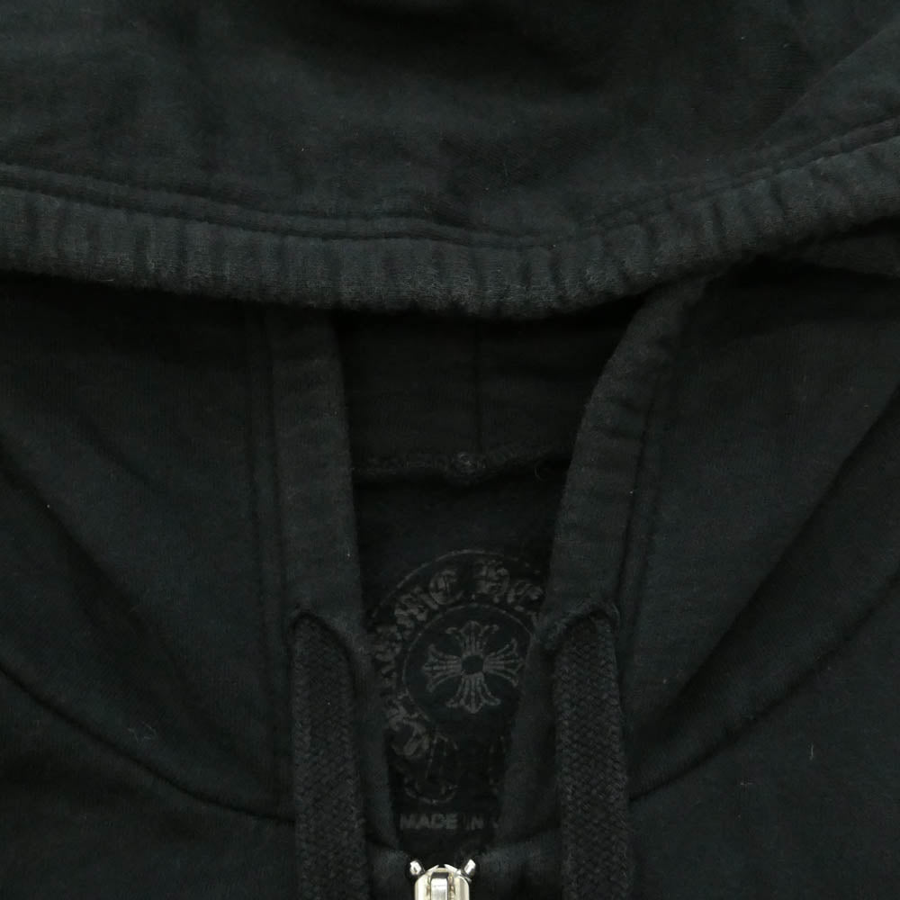 CHROME HEARTS クロムハーツ（原本無） SWTSHRT HD ZIP 袖フローラル バックホースシュー ダガージップ パーカー フーディー ブラック系 XL【中古】