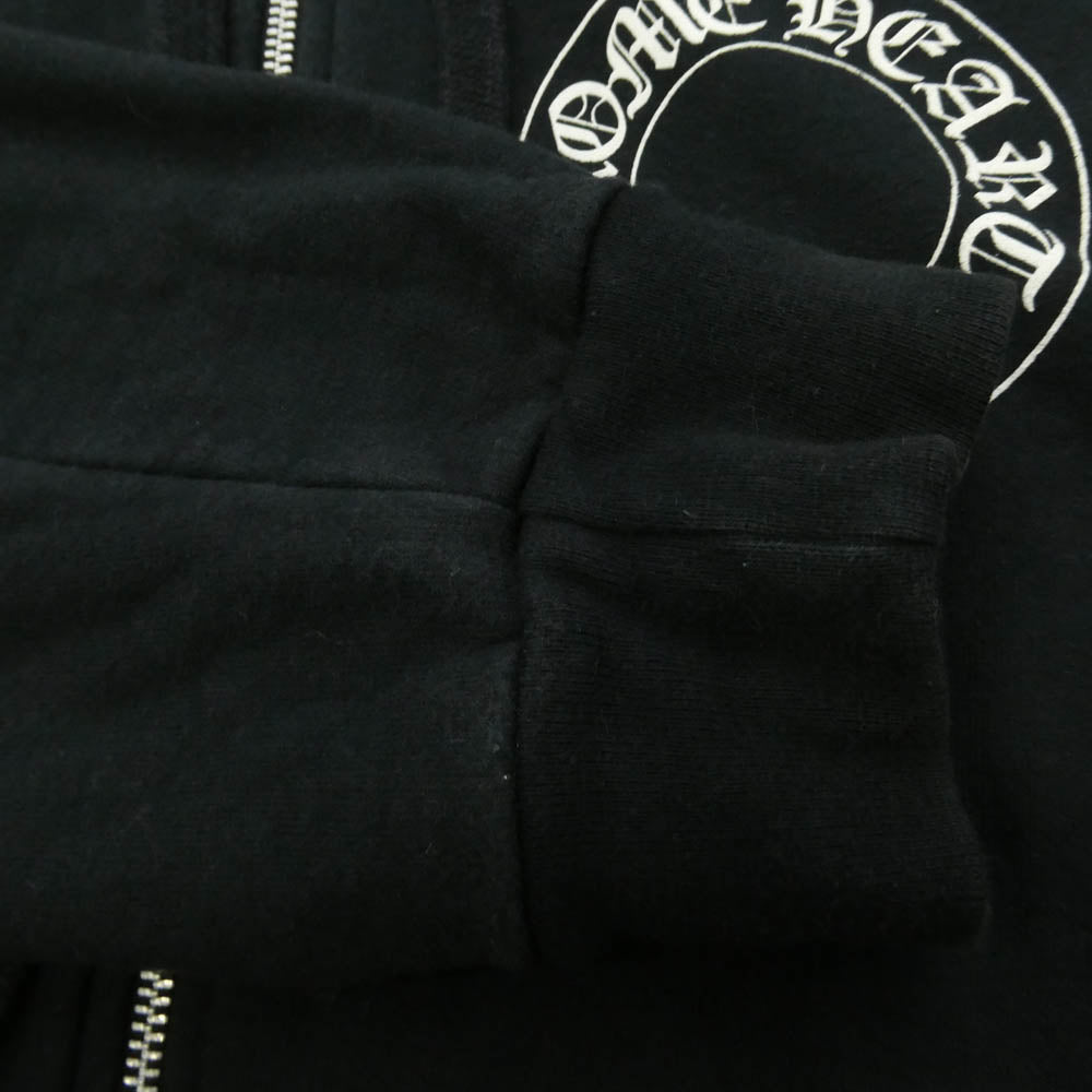 CHROME HEARTS クロムハーツ（原本無） SWTSHRT HD ZIP 袖フローラル バックホースシュー ダガージップ パーカー フーディー ブラック系 XL【中古】