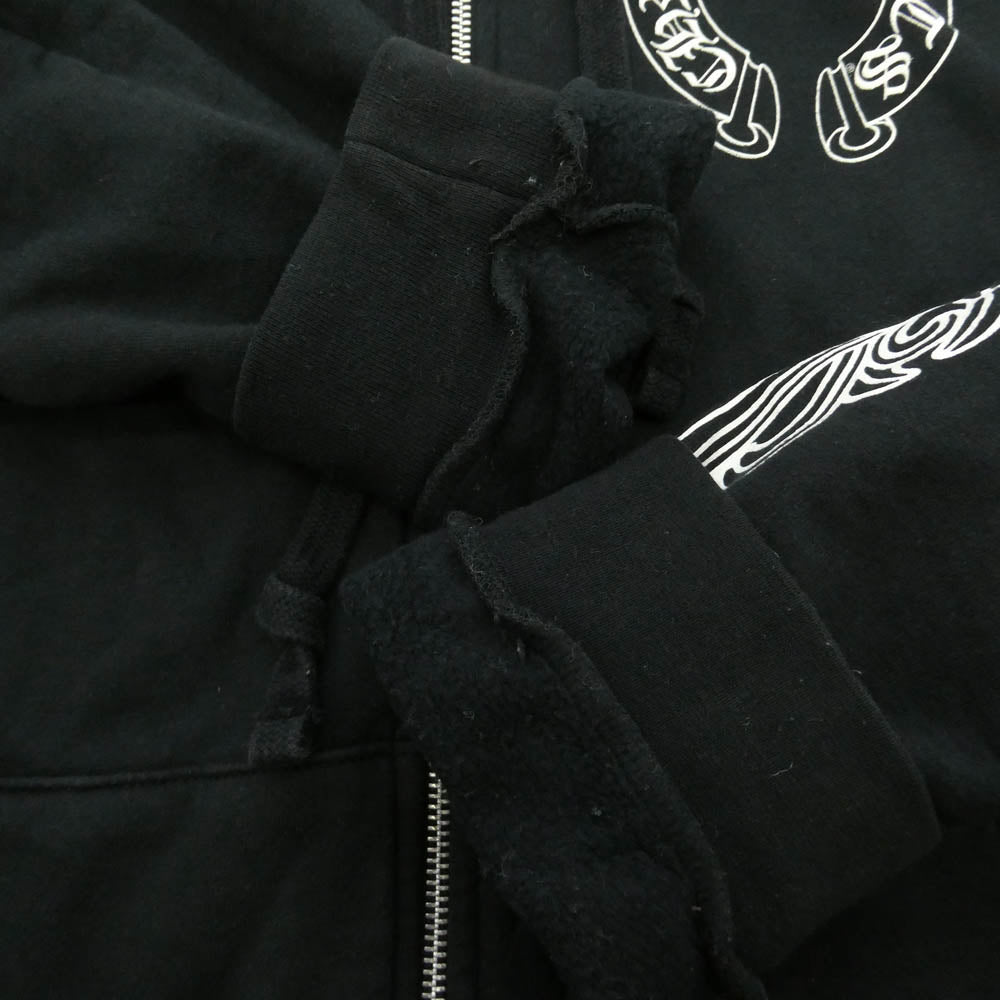 CHROME HEARTS クロムハーツ（原本無） SWTSHRT HD ZIP 袖フローラル バックホースシュー ダガージップ パーカー フーディー ブラック系 XL【中古】