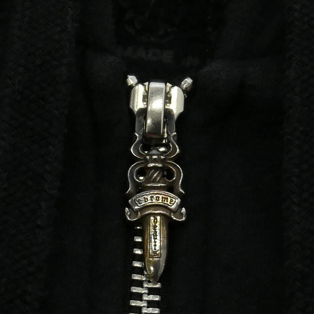 CHROME HEARTS クロムハーツ（原本無） SWTSHRT HD ZIP 袖フローラル バックホースシュー ダガージップ パーカー フーディー ブラック系 XL【中古】