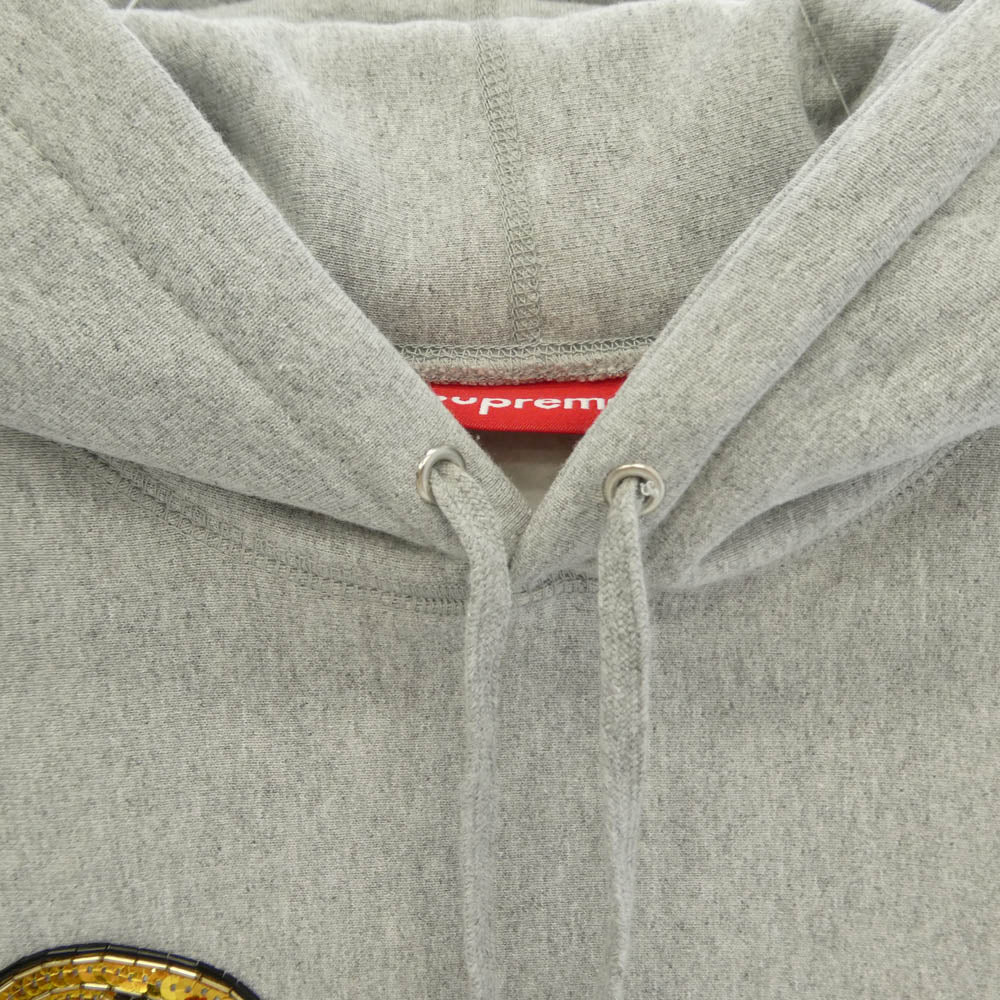 Supreme シュプリーム 19AW Sequin Viper Hooded Sweatshirt スパンコール スウェット パーカー フーディ グレー系 S【美品】【中古】