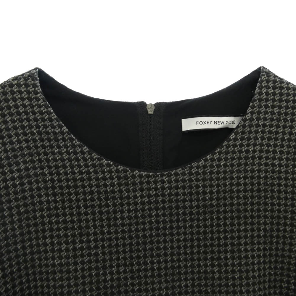 FOXEY フォクシー 35164-NAOFY953T コットン 切替 長袖 ワンピース ブラック系 40【中古】