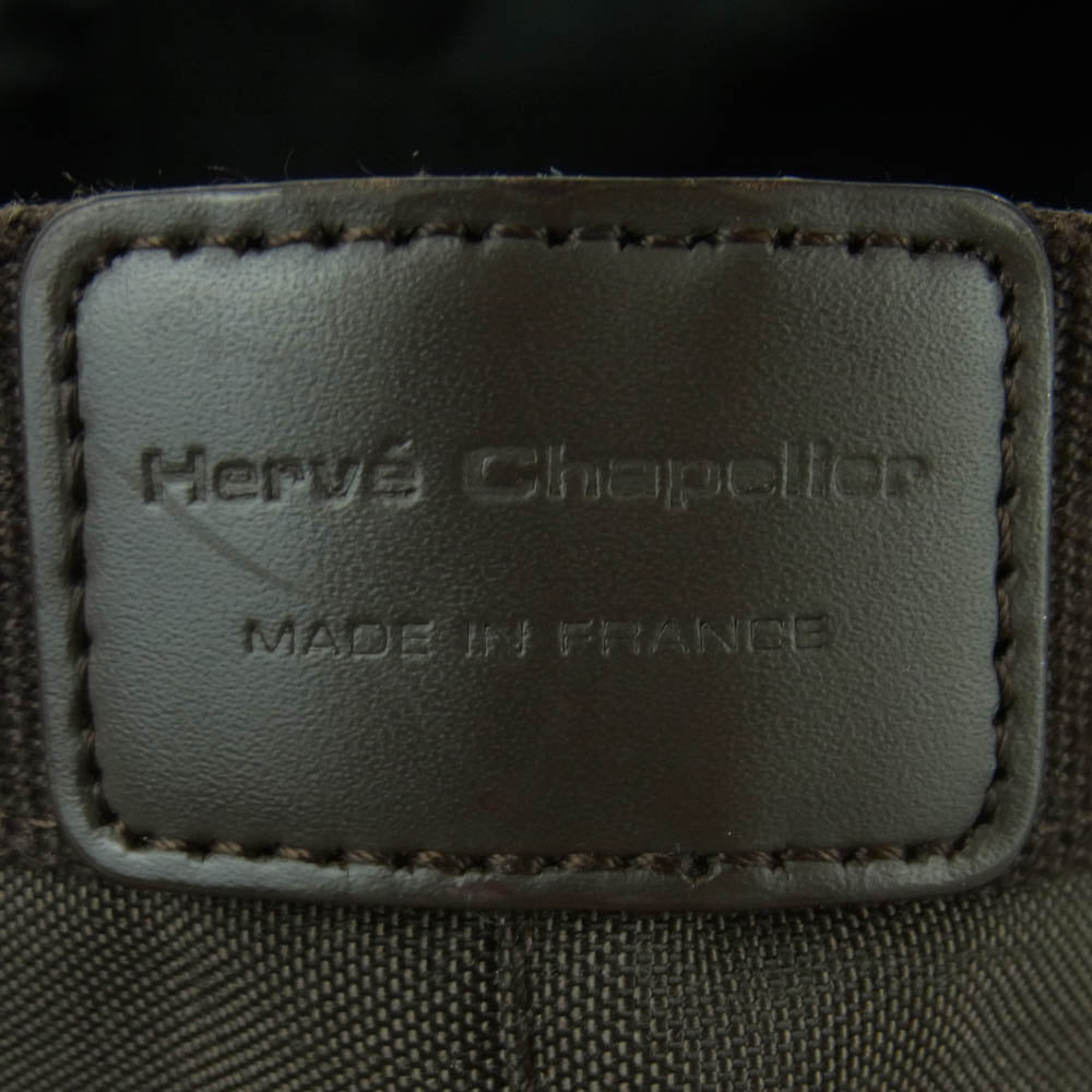 Herve Chapelier エルベ・シャプリエ 725C ダブルハンドル コーデュラ 舟型トート L バッグ ダークブラウン系【中古】