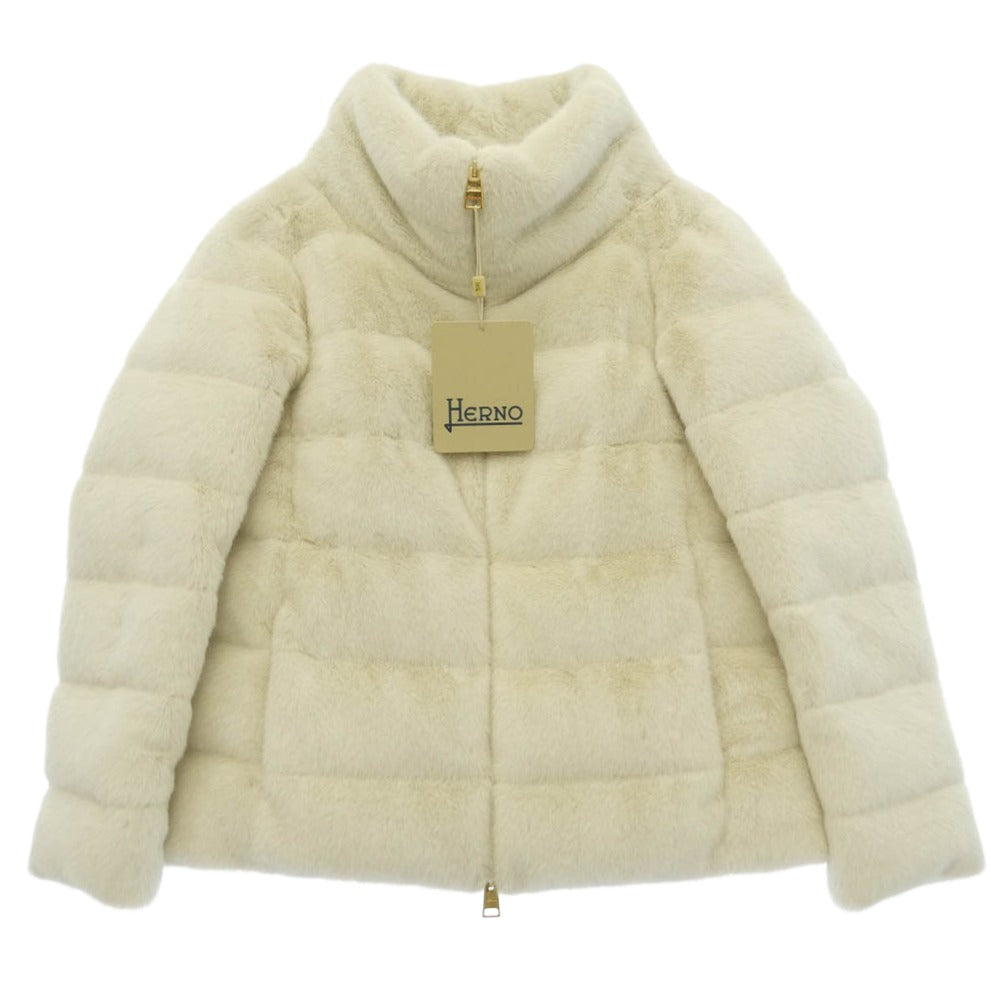 Herno ヘルノ PL1166D ダウン エコファー ジャケット ブルゾン ホワイト系 42【新古品】【未使用】【中古】