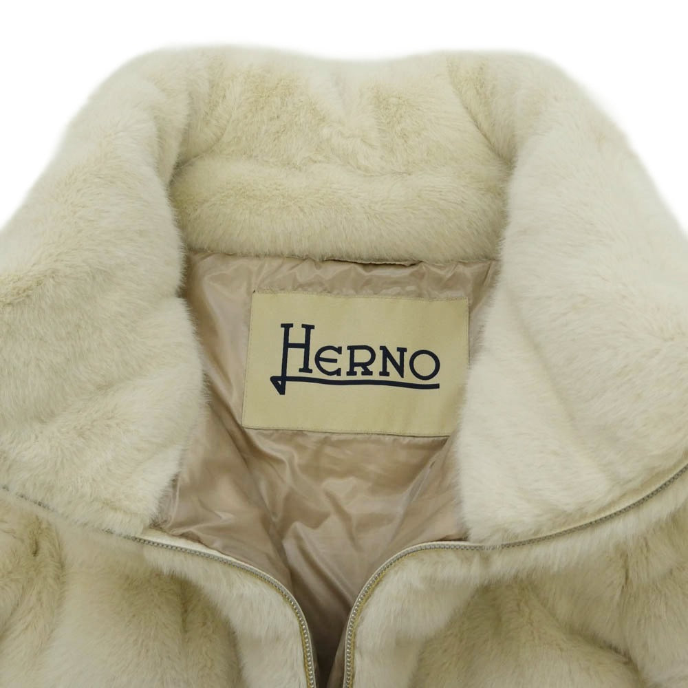 Herno ヘルノ PL1166D ダウン エコファー ジャケット ブルゾン ホワイト系 42【新古品】【未使用】【中古】