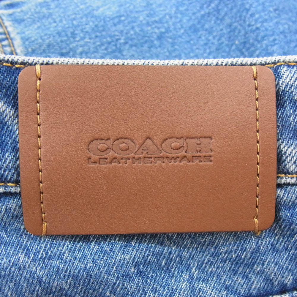 COACH コーチ CA390 パッチ付き ストレート デニム パンツ インディゴブルー系【中古】