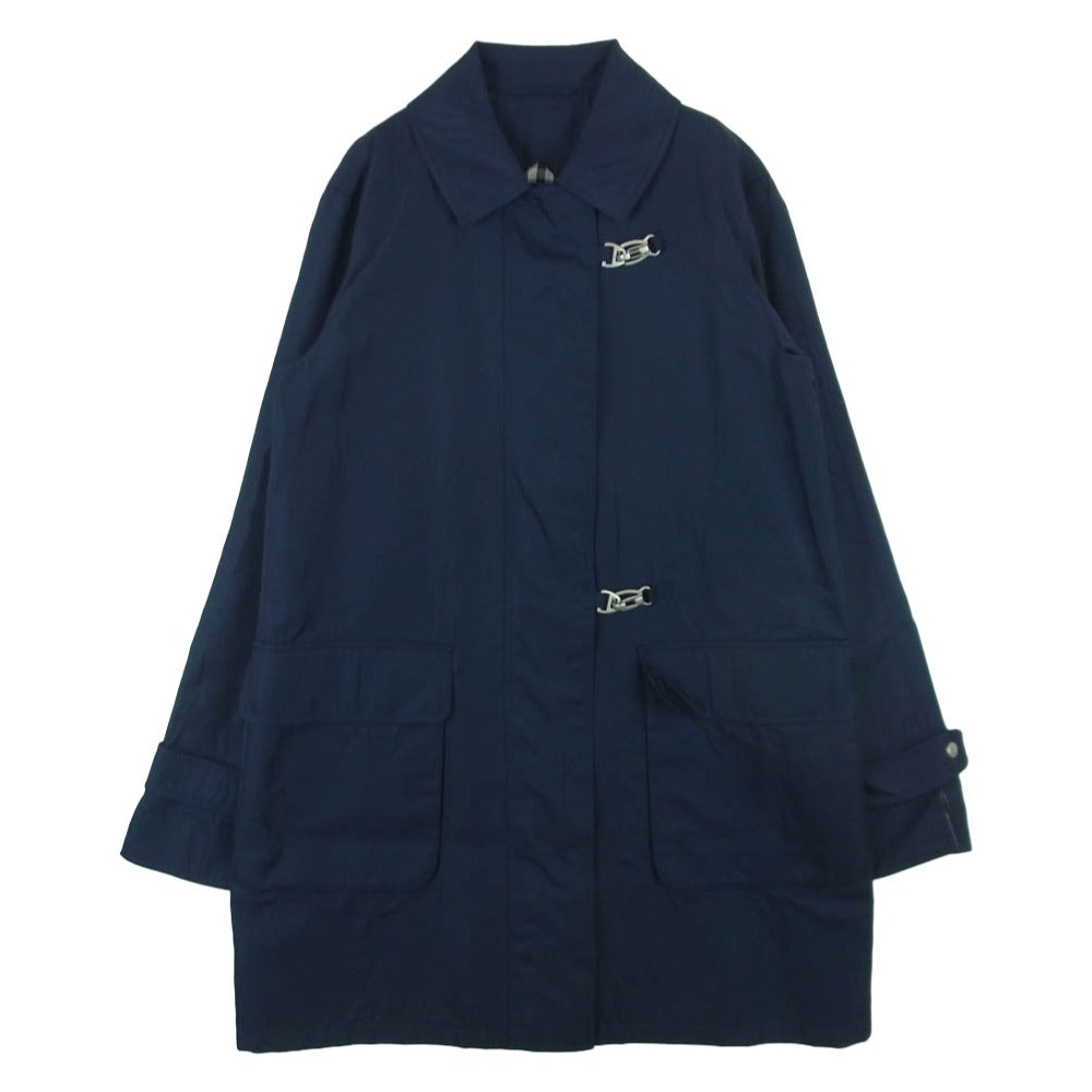 BURBERRY バーバリー FDA43-145-30 裏地チェック コート ナイロン キュプラ ネイビー系 7AR【中古】