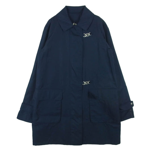 BURBERRY バーバリー FDA43-145-30 裏地チェック コート ナイロン キュプラ ネイビー系 7AR【中古】