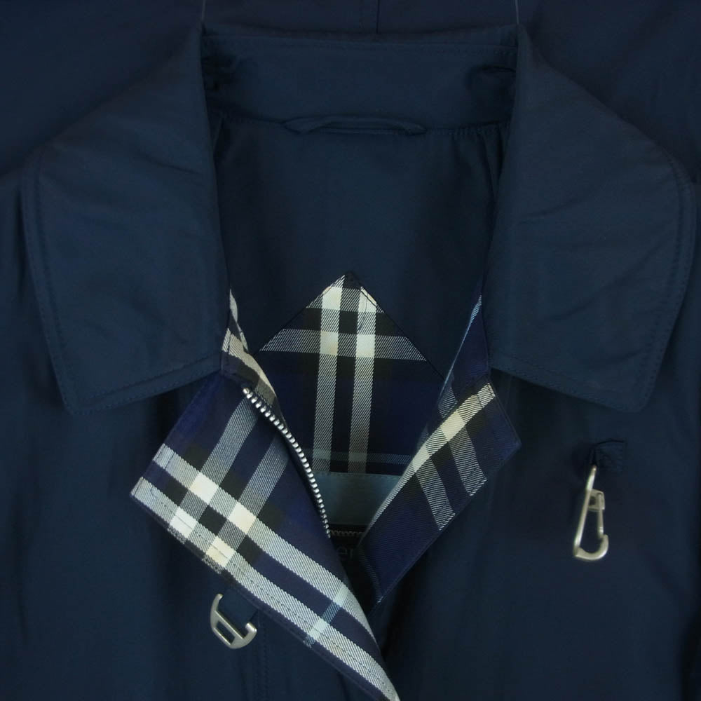 BURBERRY バーバリー FDA43-145-30 裏地チェック コート ナイロン キュプラ ネイビー系 7AR【中古】