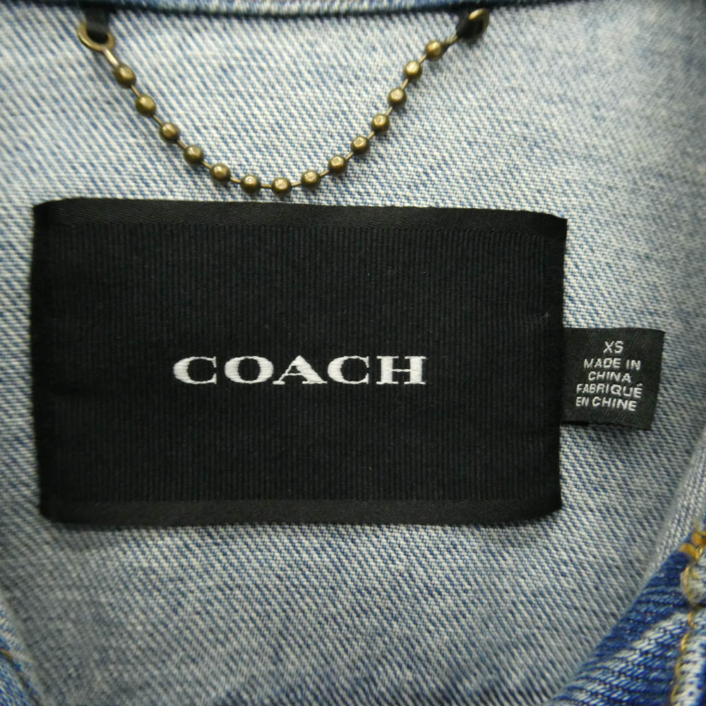 COACH コーチ CA412 ロゴ ボタン デニム ジャケット インディゴブルー系 XS【中古】
