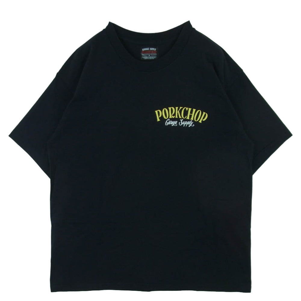 PORKCHOP ポークチョップ GARAGE SUPPLY ガレージ サプライ バックプリント Tシャツ 半袖 カットソー ブラック系 M【中古】