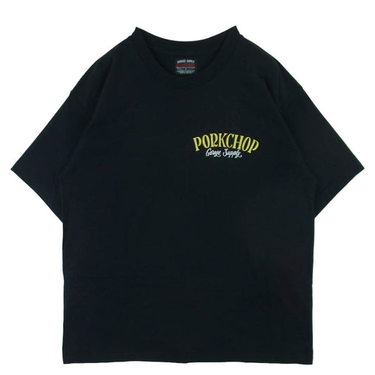 PORKCHOP ポークチョップ GARAGE SUPPLY ガレージ サプライ バックプリント Tシャツ 半袖 カットソー ブラック系 M【中古】