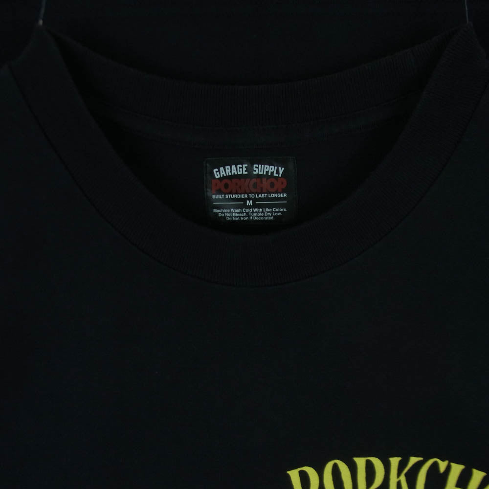 PORKCHOP ポークチョップ GARAGE SUPPLY ガレージ サプライ バックプリント Tシャツ 半袖 カットソー ブラック系 M【中古】
