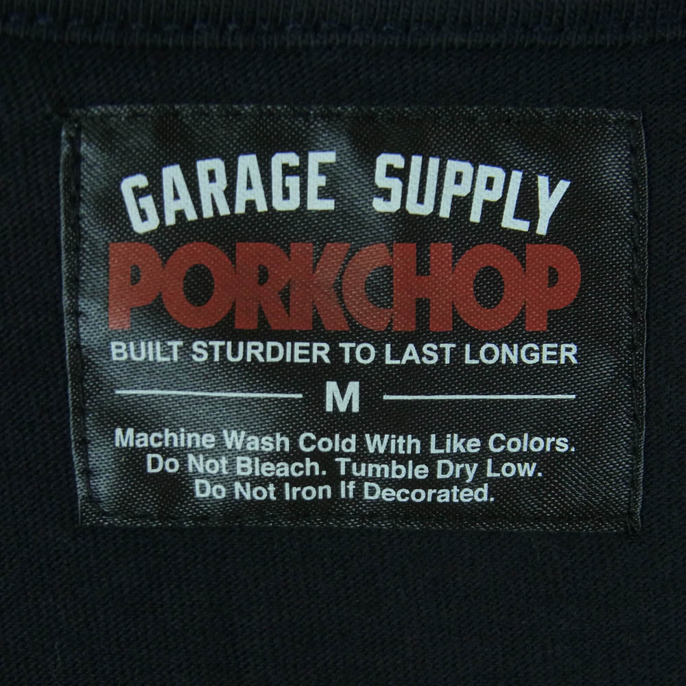 PORKCHOP ポークチョップ GARAGE SUPPLY ガレージ サプライ バックプリント Tシャツ 半袖 カットソー ブラック系 M【中古】