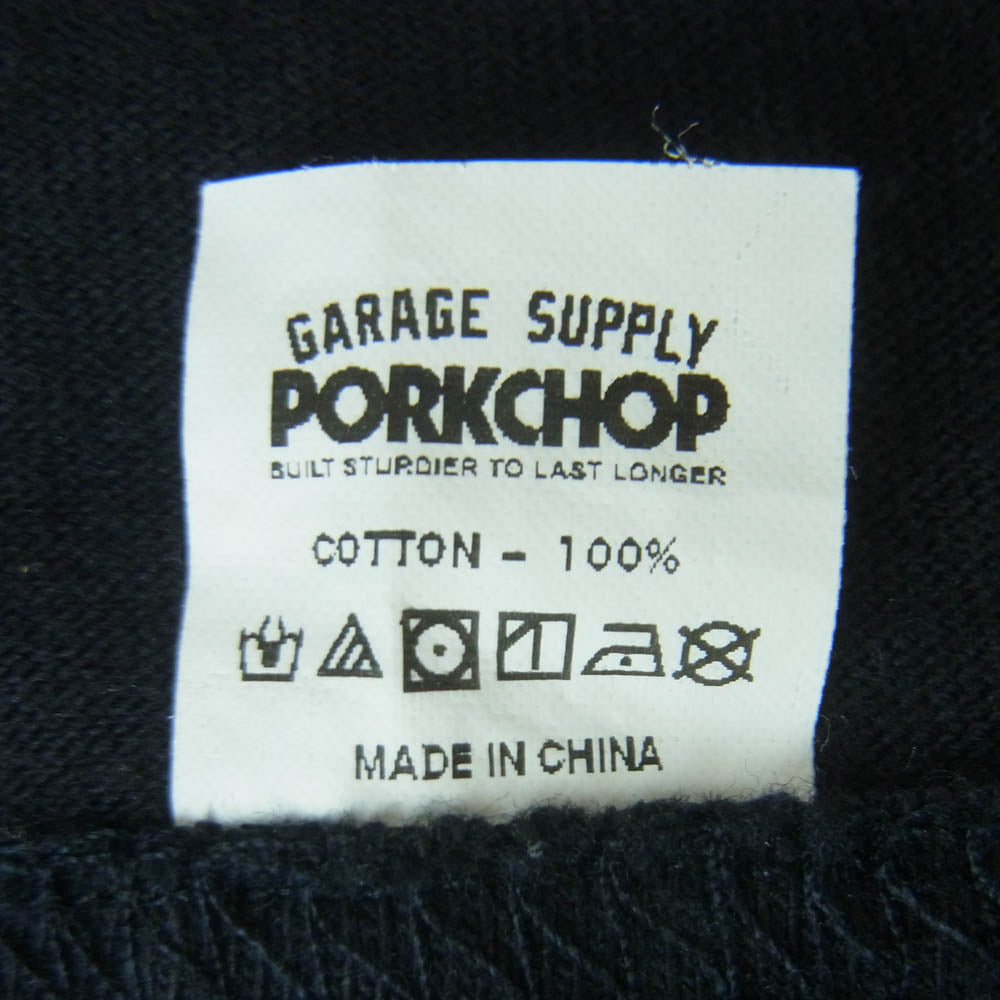 PORKCHOP ポークチョップ GARAGE SUPPLY ガレージ サプライ バックプリント Tシャツ 半袖 カットソー ブラック系 M【中古】