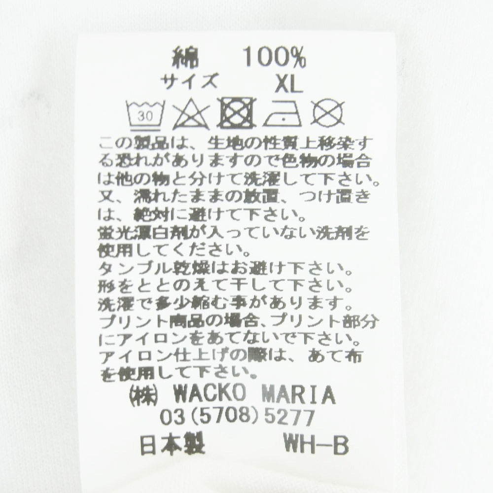 WACKO MARIA ワコマリア GUILTY PARTIES バックプリント ロゴ コットン Tシャツ 半袖 カットソー ホワイト系 XL【中古】
