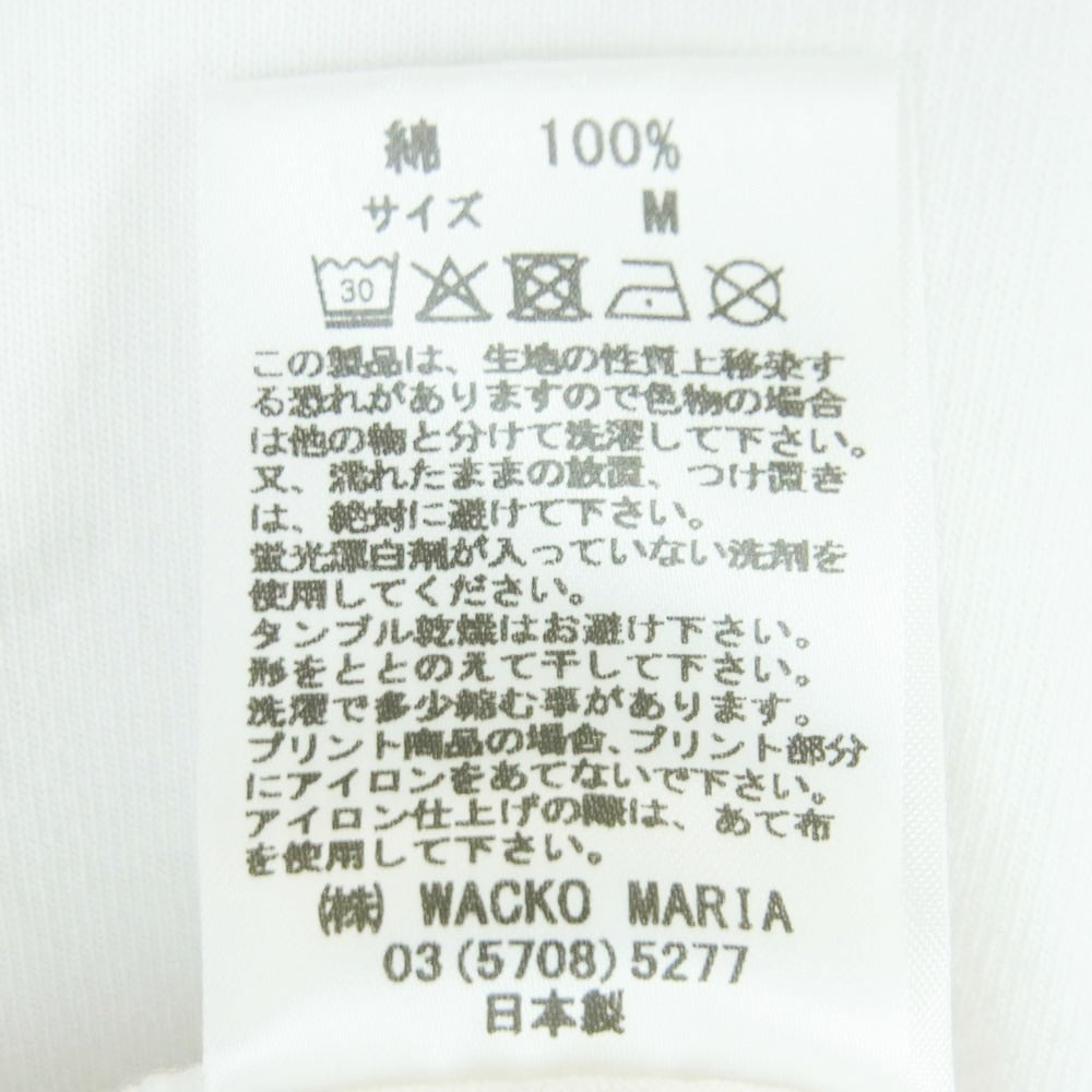 WACKO MARIA ワコマリア 25AW 25FW-WMT-WT10 WASHED HEAVY WEIGHT CREW NECK T-SHIRT TYPE-8 ウォッシュド ヘビー ウェイト クルーネック Tシャツ 半袖 カットソー ホワイト系 M【中古】