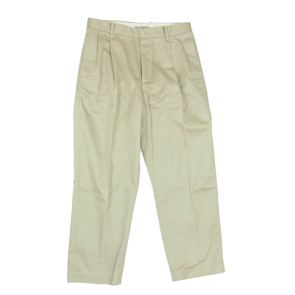 WACKO MARIA ワコマリア DOUBLE PLEATED CHINO TROUSERS ダブル プリーツ チノ トラウザー ツータック パンツ ベージュ系 M【中古】
