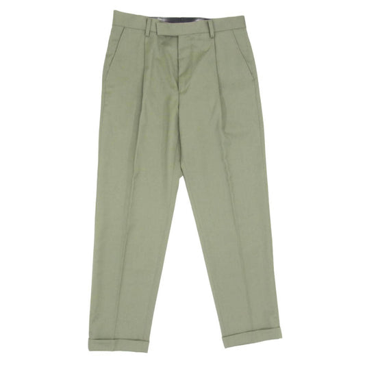 WACKO MARIA ワコマリア × DORMEUIL GUILTY PARTIES PLEATED TROUSERS ドーメル プリーツトラウザー スラックス パンツ モスグリーン系 M【中古】