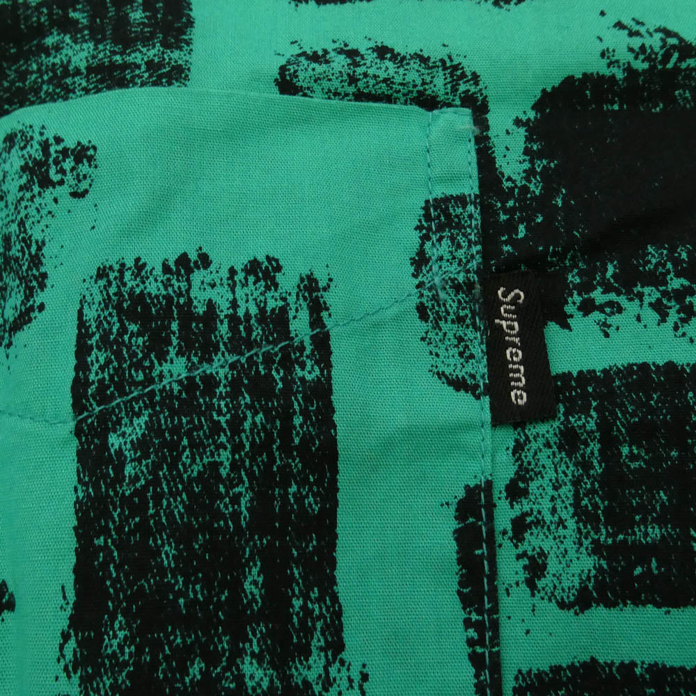 Supreme シュプリーム 14SS Block Print Shirt ブロック プリント 半袖 シャツ グリーン系 S【中古】