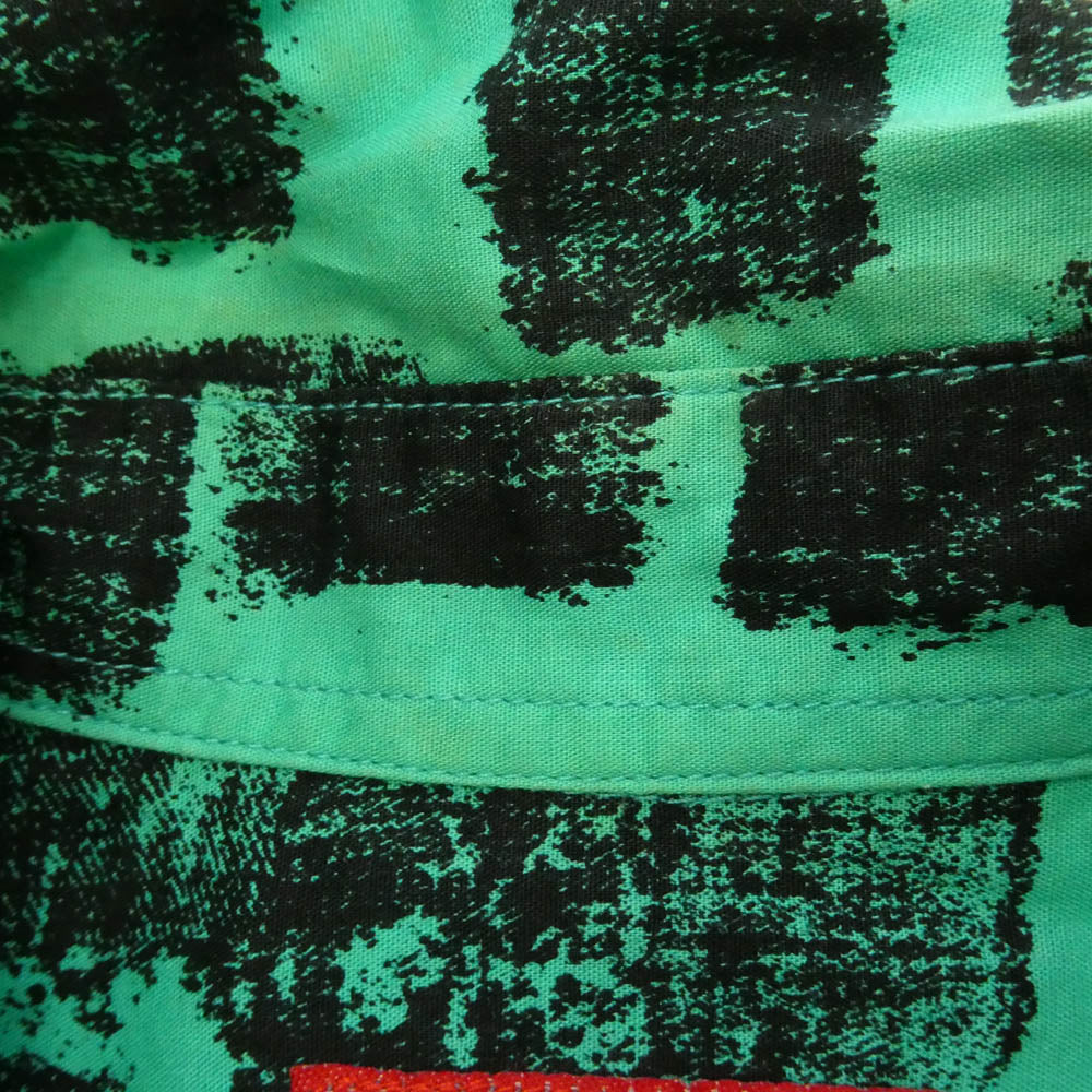 Supreme シュプリーム 14SS Block Print Shirt ブロック プリント 半袖 シャツ グリーン系 S【中古】