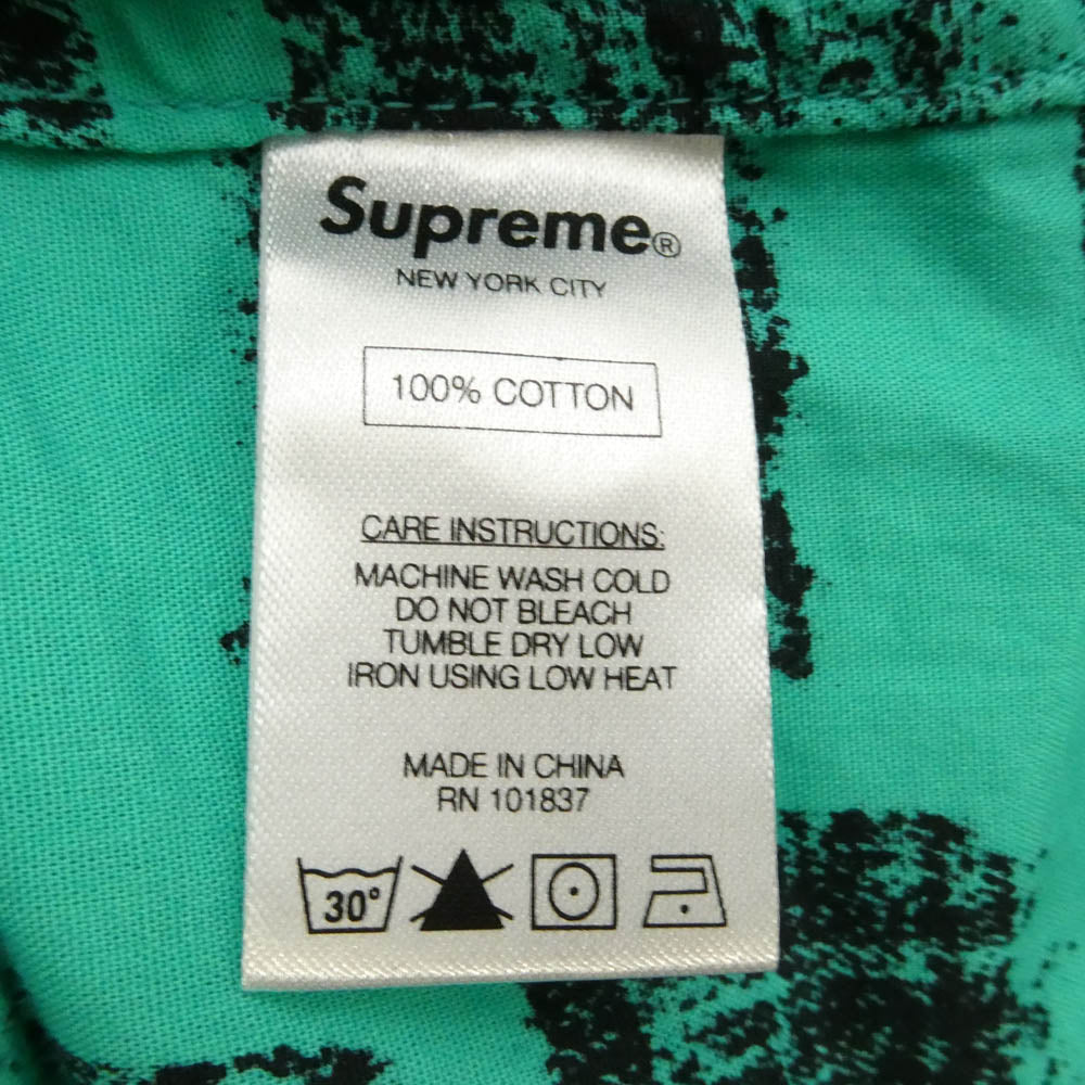 Supreme シュプリーム 14SS Block Print Shirt ブロック プリント 半袖 シャツ グリーン系 S【中古】
