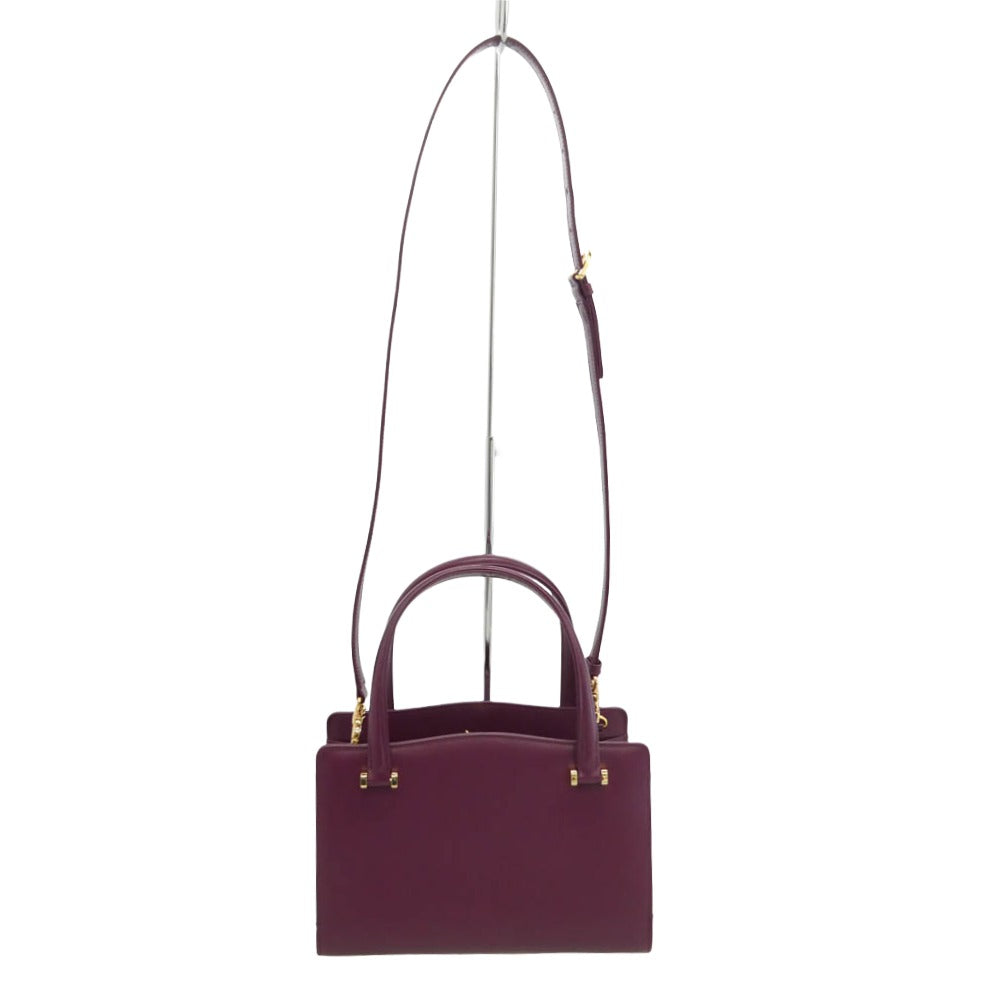 傳濱野 Victoria 口金蝶々 ロイヤル バッグ ヴィクトリア 2WAY ハンドバッグ ショルダー レザー バッグ ボルドー系【新古品】【未使用】【中古】