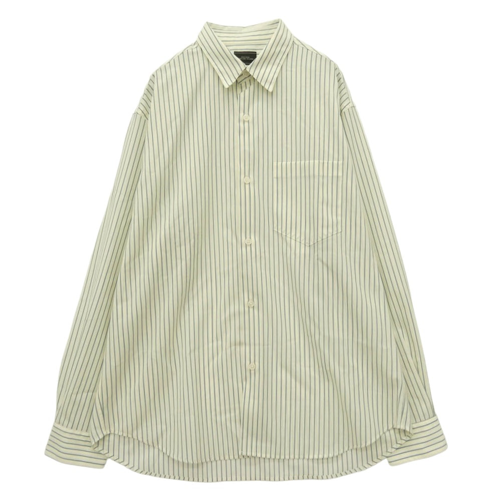 UNITED ARROWS ユナイテッドアローズ 3211-1-000034 green label relaxing グリーンレーベル リラクシング ウォッシャブル トロ パターン ジャストルーズ ストライプ 長袖 シャツ オフホワイト系 グリーン系 M【中古】