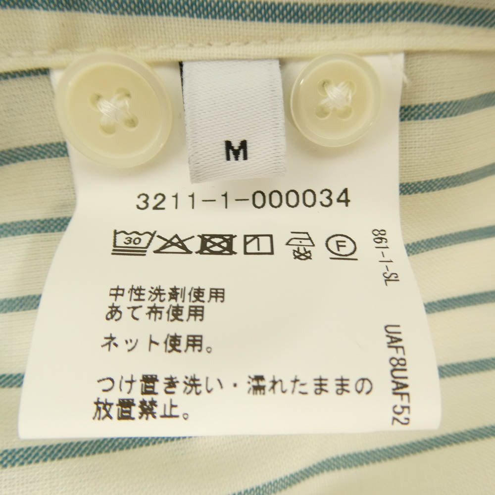 UNITED ARROWS ユナイテッドアローズ 3211-1-000034 green label relaxing グリーンレーベル リラクシング ウォッシャブル トロ パターン ジャストルーズ ストライプ 長袖 シャツ オフホワイト系 グリーン系 M【中古】