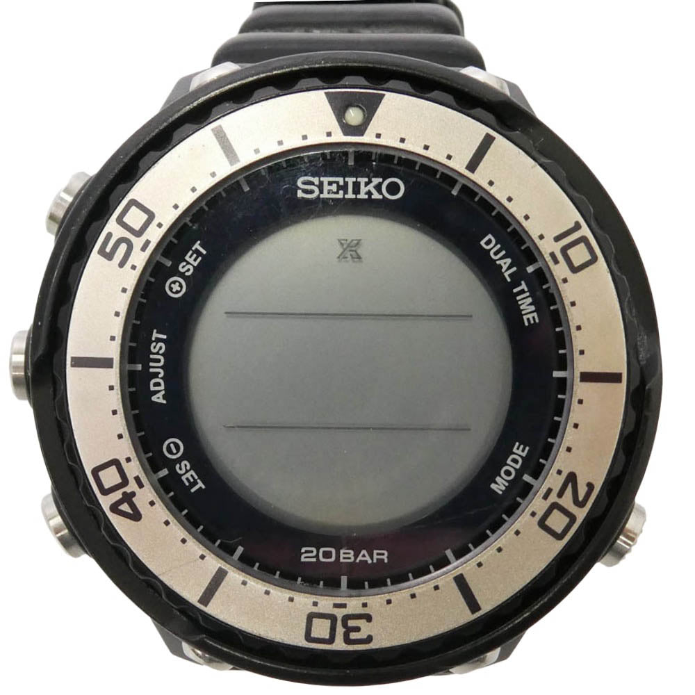 SEIKO セイコー S802-00A0 フィールドマスタープロスペック　ソーラ 充電式 ダイバーズウォッチ　デジタル 時計 ブラック系【中古】