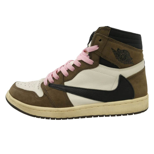 NIKE ナイキ 19SS CD4487-10 × Travis Scott Air Jordan 1 Retro High OG TS SP Sail Dark Mocha 【フェイクバスター鑑定済】トラヴィススコット エアジョーダン1 レトロ ハイ OG TS SP ハイカット スニーカー ブラウン系 28cm【中古】