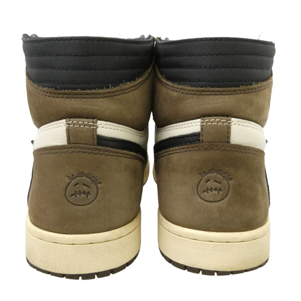 NIKE ナイキ 19SS CD4487-10 × Travis Scott Air Jordan 1 Retro High OG TS SP Sail Dark Mocha 【フェイクバスター鑑定済】トラヴィススコット エアジョーダン1 レトロ ハイ OG TS SP ハイカット スニーカー ブラウン系 28cm【中古】