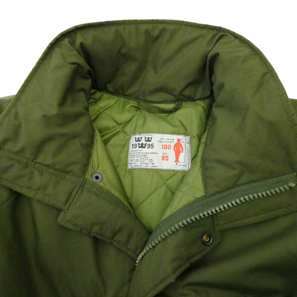 ミリタリー 90s SWEDISH ARMY スウェーデン軍 M-90 後期モデル コールド ウェザー パーカー 中綿 コート モスグリーン系 180【中古】
