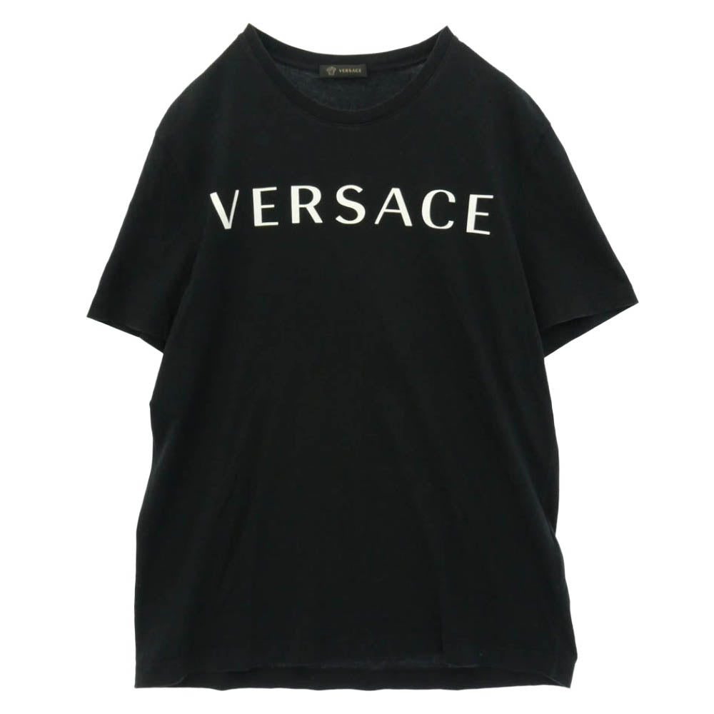 VERSACE ヴェルサーチ A83396S ロゴプリント バックメデューサプリント 半袖 Tシャツ ブラック系 L【中古】