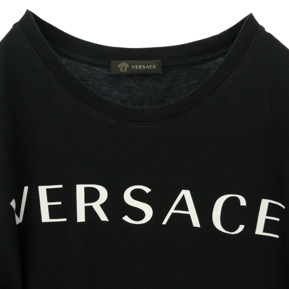 VERSACE ヴェルサーチ A83396S ロゴプリント バックメデューサプリント 半袖 Tシャツ ブラック系 L【中古】