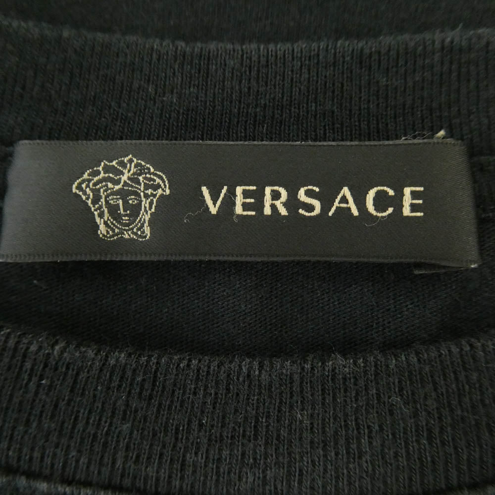 VERSACE ヴェルサーチ A83396S ロゴプリント バックメデューサプリント 半袖 Tシャツ ブラック系 L【中古】